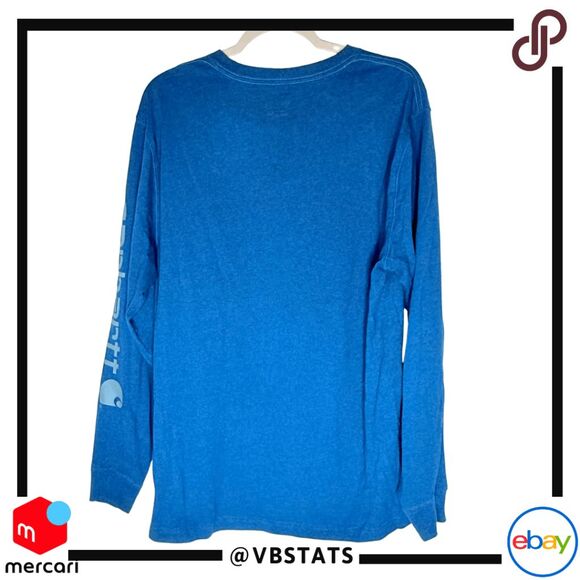 Carhartt Men's Original Fit Long Sleeve Graphic Logo T-Shirt Blue Size Medium - Picture 2 of 8